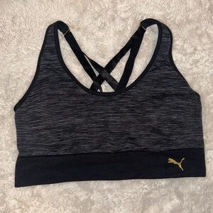 Puma Black and Gray Strappy Sports Bra